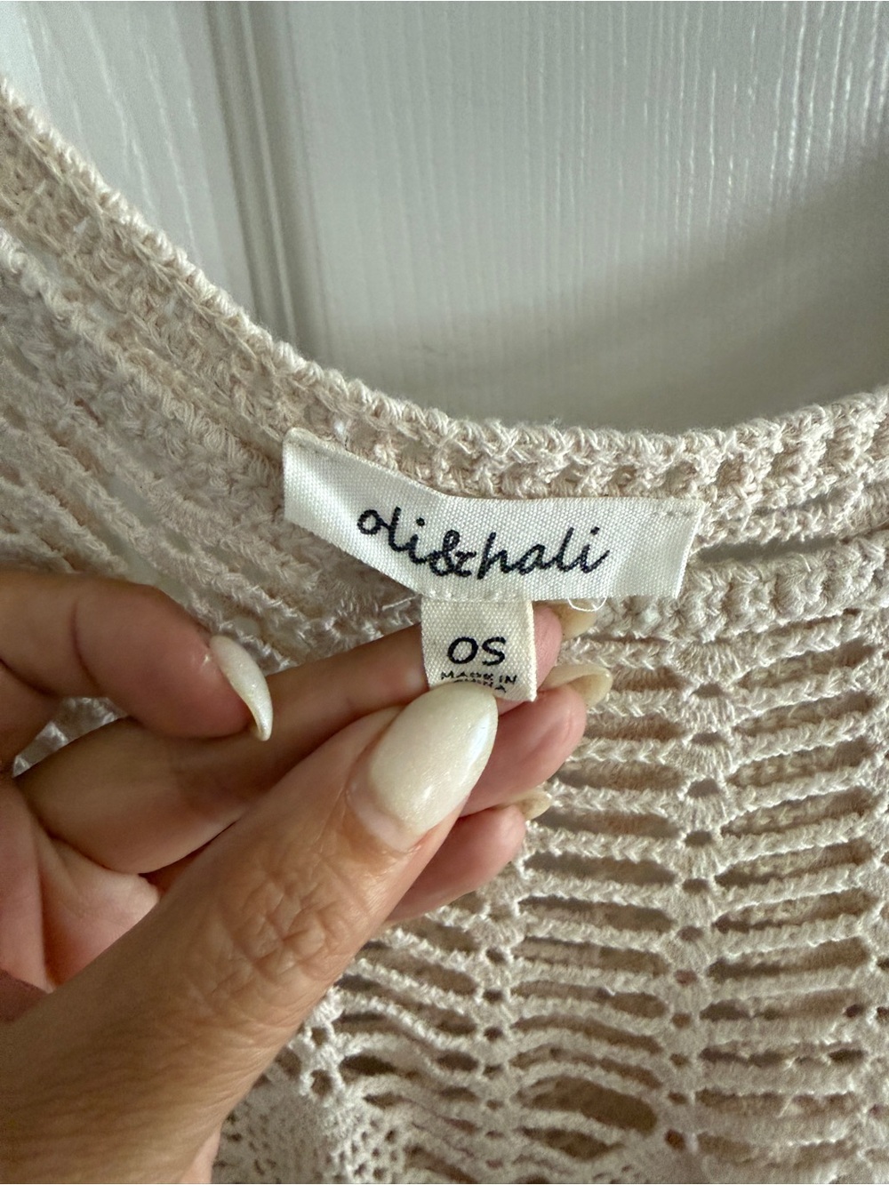 oliv&hali Cream Crochet Knit Top OS - Picture 4 of 4